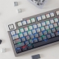 Gradient Grey 104+28 Full PBT Gradient Blue Dip-dye Keycaps Set Doubleshot Backlit OEM Profile for Cherry MX Mechanical Keyboard